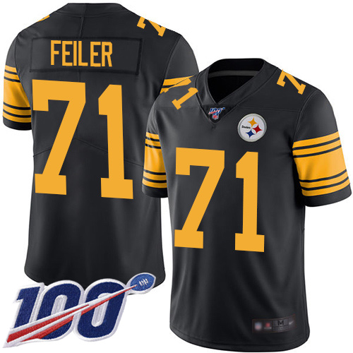 Men Pittsburgh Steelers Football #71 Limited Black Matt Feiler 100th Season Rush Vapor Untouchable Nike NFL Jersey->pittsburgh steelers->NFL Jersey